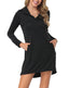 Black Beach Coverup Long Sleeve Swim Dress with Hood