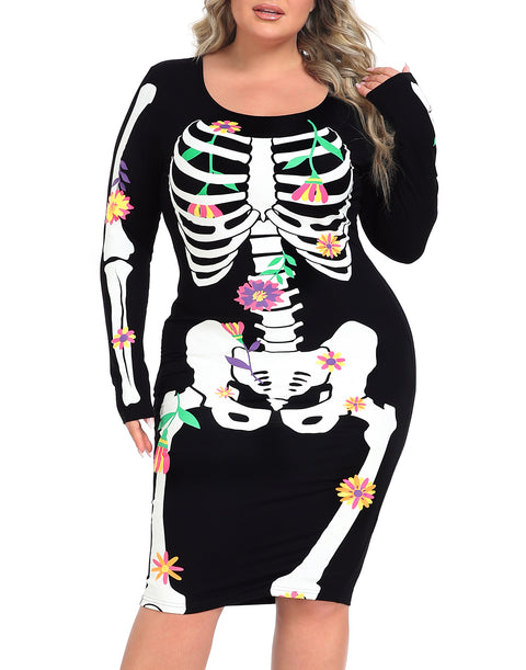 Plus Size Skeleton Dress Halloween Costume