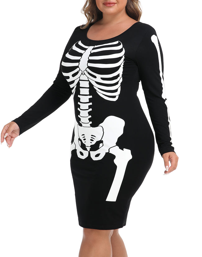 Plus Size Skeleton Dress Halloween Costume – close-up detail