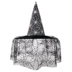 Adult Witch Hat Halloween Costume Accessory with Spider Web Lace Veil