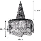 Adult Witch Hat Halloween Costume Accessory with Spider Web Lace Veil