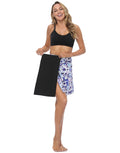 Blue Floral / Black Reversible Cover Up Skirt