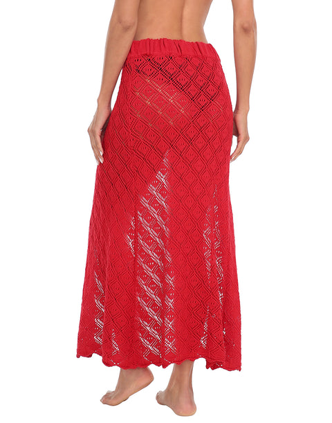 Womens Crochet Cotton Maxi Skirt Beach Cover Up