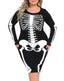 Plus Size Skeleton Dress Halloween Costume in Full Skeleton Front & Back