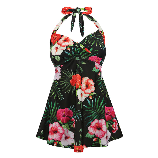 Hawaiian Floral One Piece Swimdress – back view
