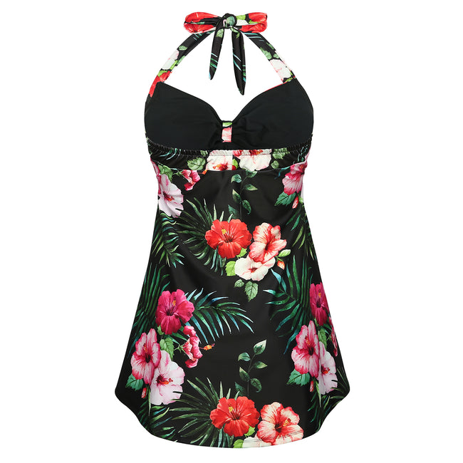 Hawaiian Floral One Piece Swimdress – close-up detail