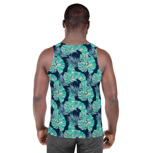 Tropical Leaves Tank Top All Over Print – close-up detail
