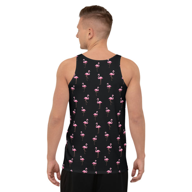 Flamingo Print Tank Top All Over Print – close-up detail