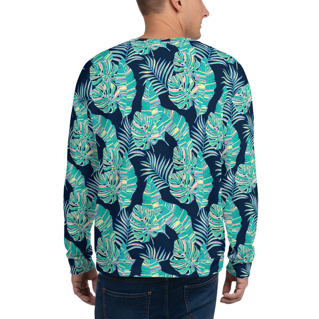 Tropical Leaves Sweatshirt All Over Print – back view