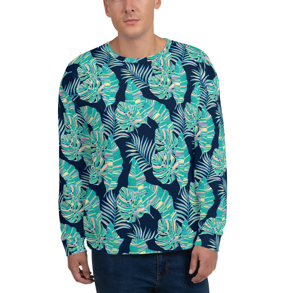 Tropical Leaves Sweatshirt All Over Print – front view