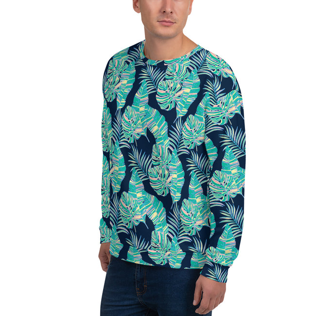 Tropical Leaves Sweatshirt All Over Print – close-up detail