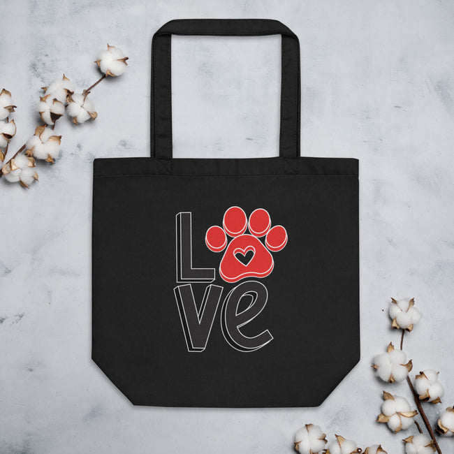 Dogs Are Love Eco Tote Bag Dog Art – close-up detail