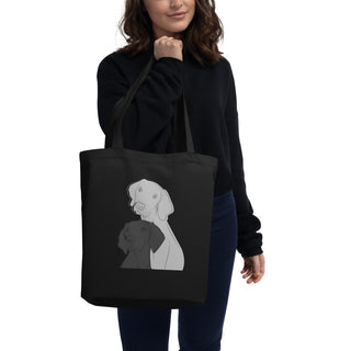 Two Dogs Eco Tote Bag Dog Art Tote in Black