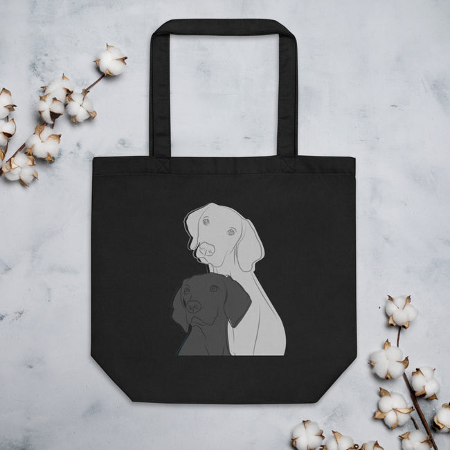 Two Dogs Eco Tote Bag Dog Art Tote – close-up detail