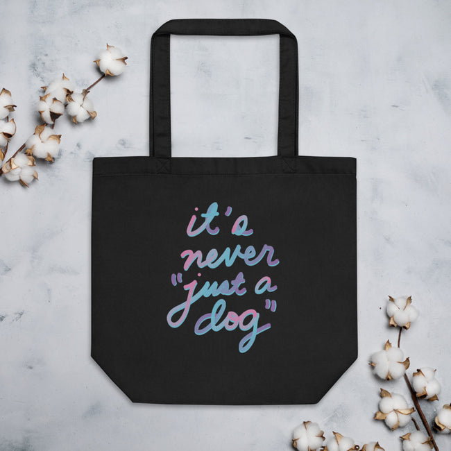 Never Just a Dog Eco Tote Bag Dog Art – close-up detail