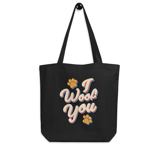 I Woof You Eco Tote Bag Dog Art Tote – back view