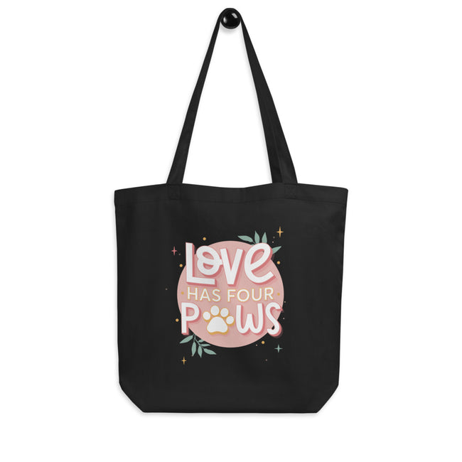 Love Has Four Paws Eco Tote Bag Dog Art – back view