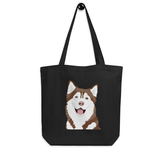 Husky Eco Tote Bag Organic Cotton Dog Art – back view