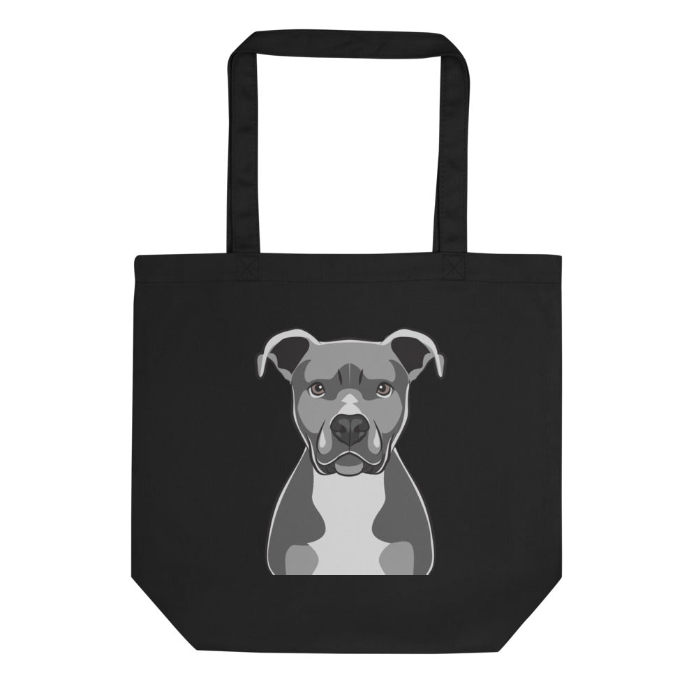 Pitbull Eco Tote Bag Organic Cotton Dog Art in Black