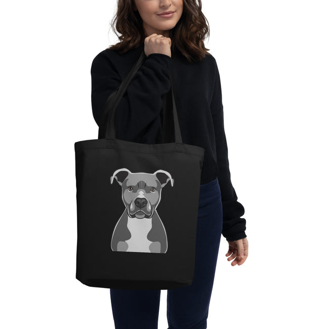 Pitbull Eco Tote Bag Organic Cotton Dog Art – side view