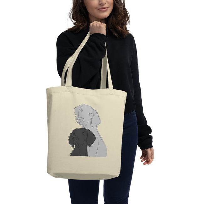 Two Dogs Eco Tote Bag Dog Art Tote in Oyster