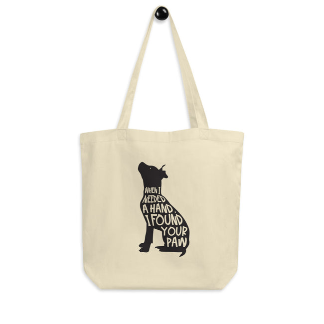 When I Needed a Hand Eco Tote Bag Dog Art – side view