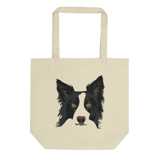 Border Collie Eco Tote Bag Organic Cotton – front view