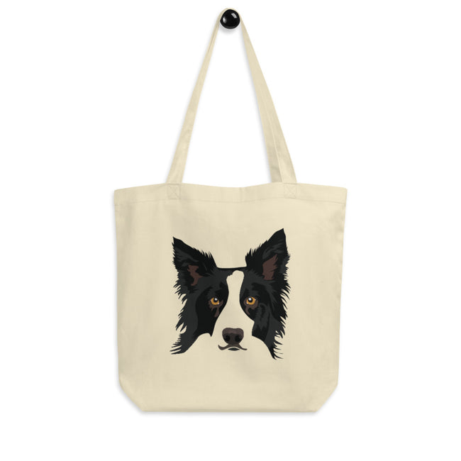 Border Collie Eco Tote Bag Organic Cotton – back view