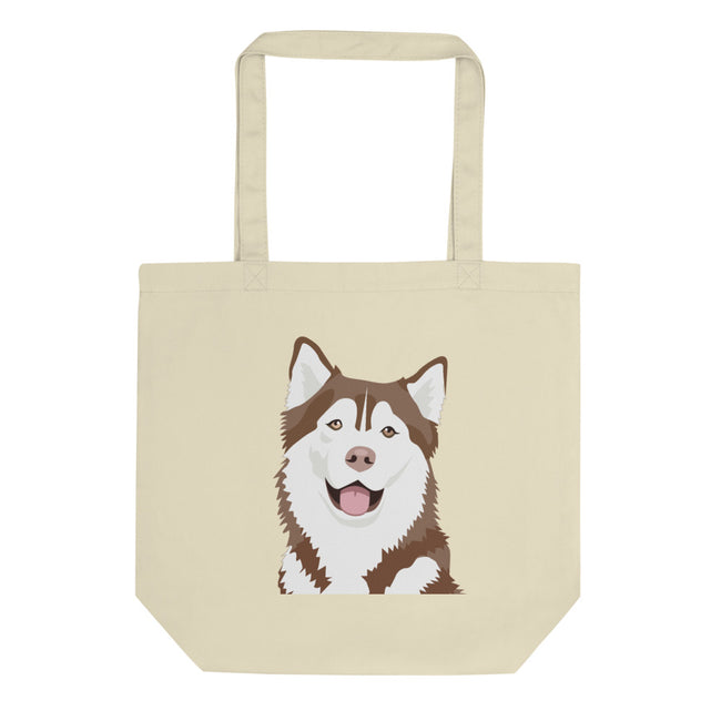 Husky Eco Tote Bag Organic Cotton Dog Art in Oyster