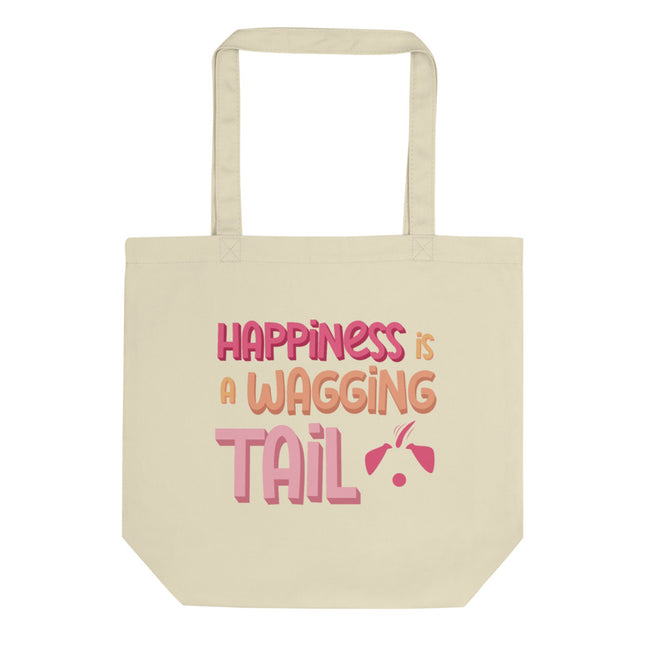 Happiness is a Wagging Tail Eco Tote Bag in Oyster