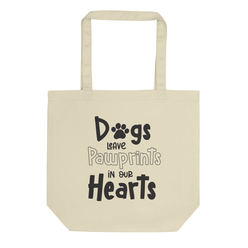 Dogs Leave Pawprints In Our Hearts Tote Bag – front view