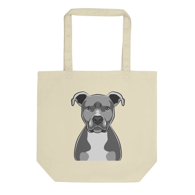 Pitbull Eco Tote Bag Organic Cotton Dog Art in Oyster