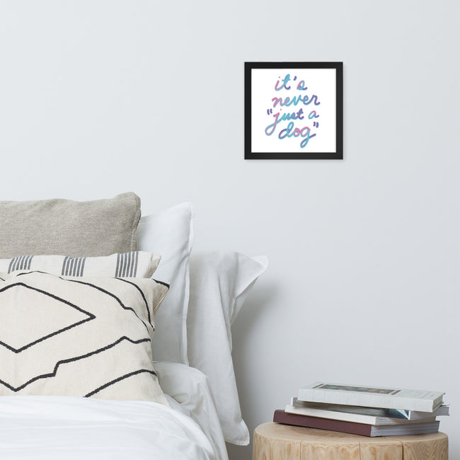 Never Just a Dog Framed Poster Wall Art in Black – back view