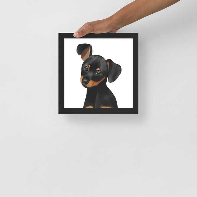 Dachshund Framed Poster Breed Wall Art in Black – side view