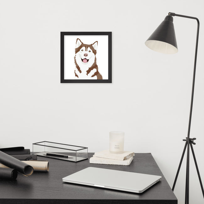 Husky Framed Poster Breed Wall Art in Black – back view