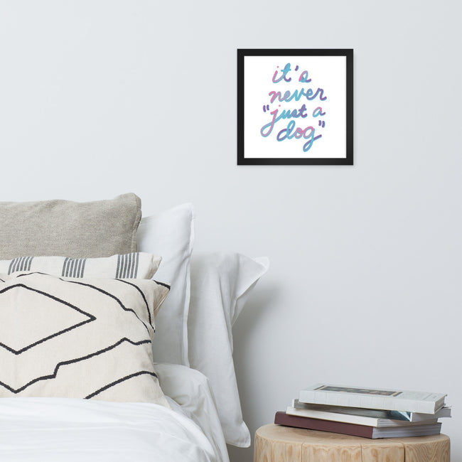 Never Just a Dog Framed Poster Wall Art in Black – side view