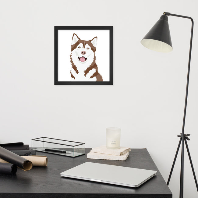 Husky Framed Poster Breed Wall Art in Black – side view