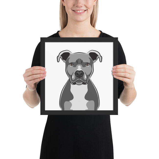Pitbull Framed Poster Breed Wall Art in Black – close-up detail