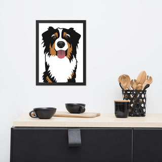 Bernese Mountain Dog Framed Poster Wall Art in Black