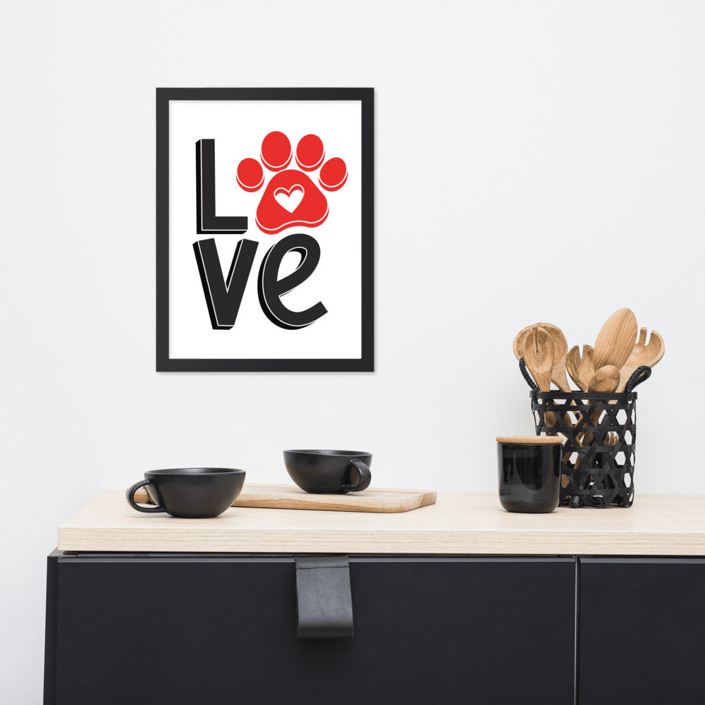 Dogs Are Love Framed Poster Dog Wall Art in Black Main image