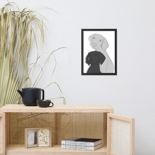 Two Dogs Framed Poster Dog Wall Art in Black – alternate view