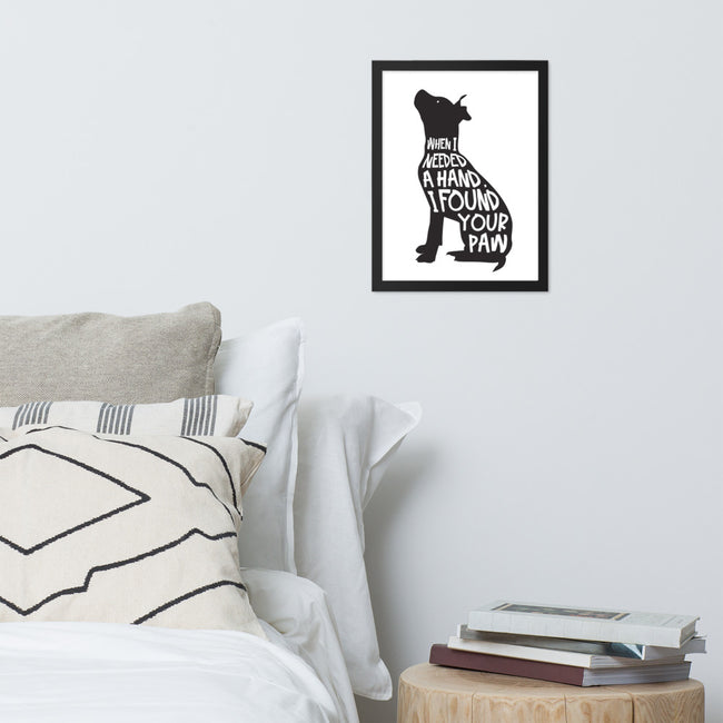 When I Needed a Hand Framed Poster Dog Art in Black – alternate view