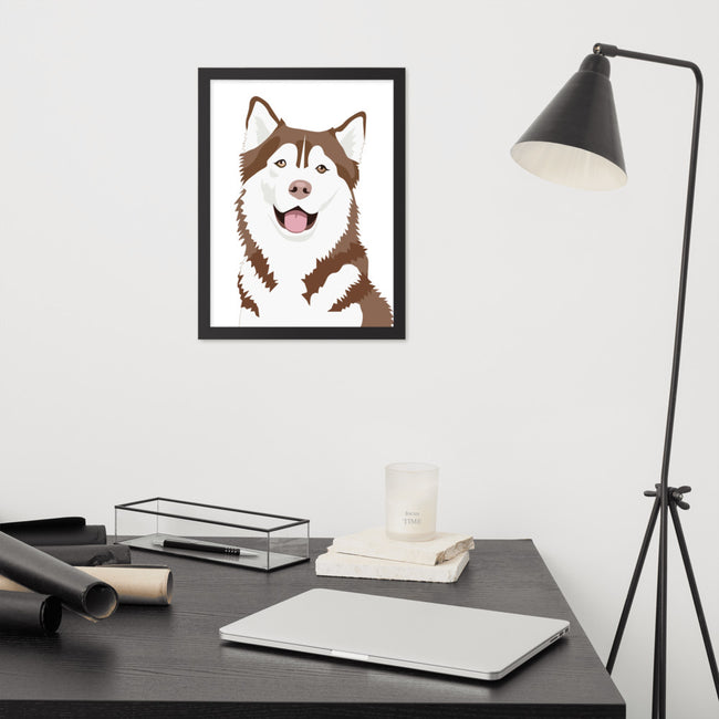 Husky Framed Poster Breed Wall Art in Black – close-up detail