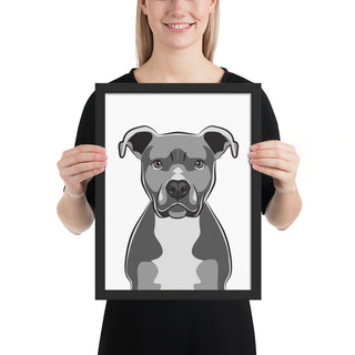 Pitbull Framed Poster Breed Wall Art in Black