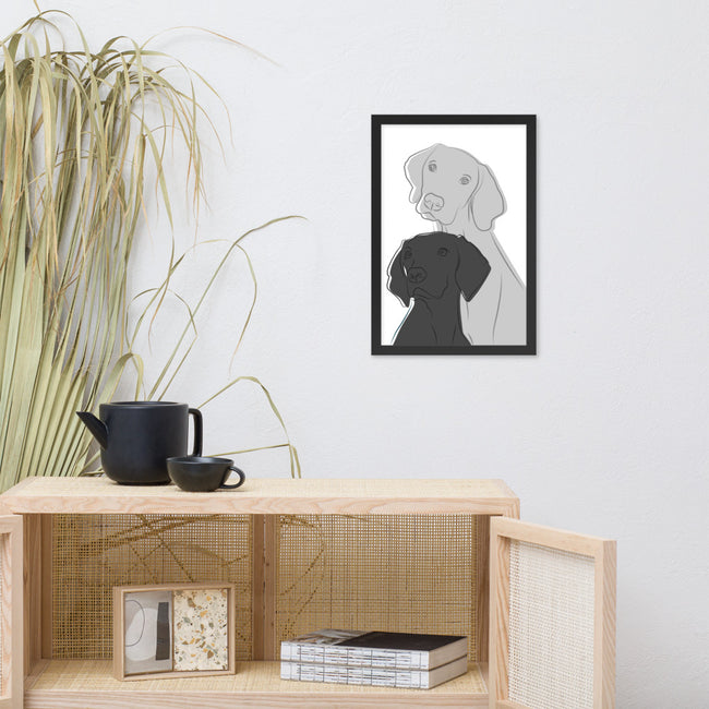 Two Dogs Framed Poster Dog Wall Art in Black – view 2