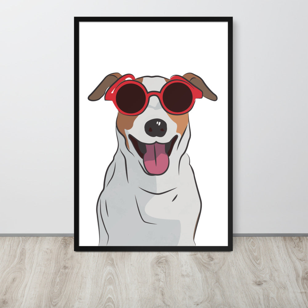 Jack Russell Terrier Framed Poster Wall Art in Black