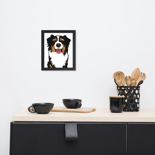 Bernese Mountain Dog Framed Poster Wall Art in Black – side view