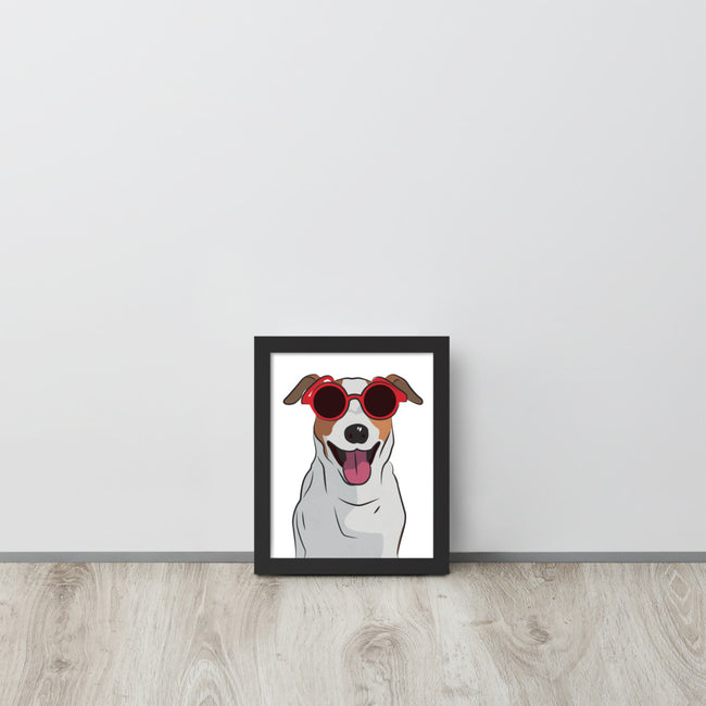 Jack Russell Terrier Framed Poster Wall Art in Black – back view