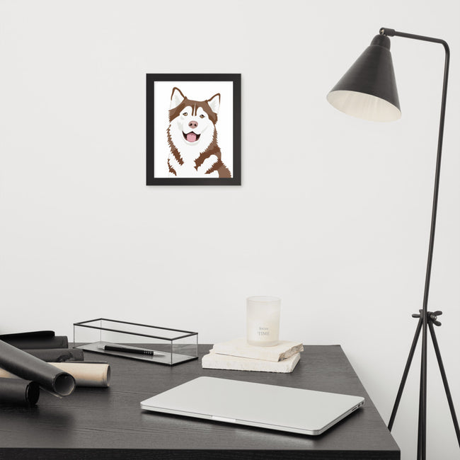 Husky Framed Poster Breed Wall Art in Black