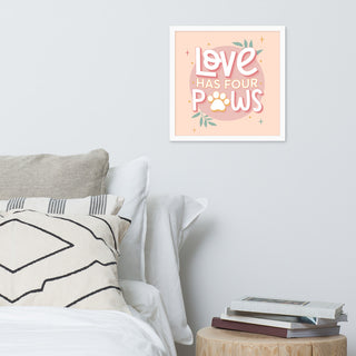 Love Has Four Paws Framed Poster Wall Art in White